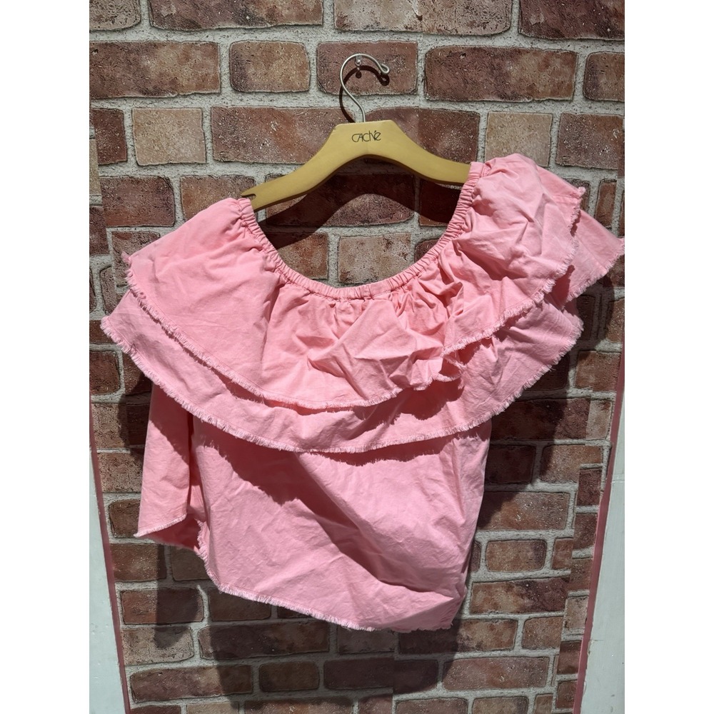 Crown & Ivy Off The Shoulder Top Women's Size M Pink Elastic Ruffle Layered - Picture 2 of 4